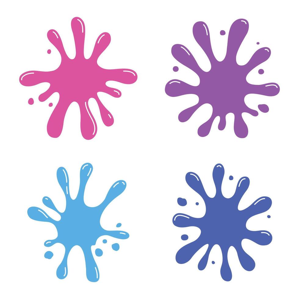 Colorful Abstract Shape Set of Cute Ink Paint Stain WatercolorWater Fluid Liquid Splash Splatter Explosion vector