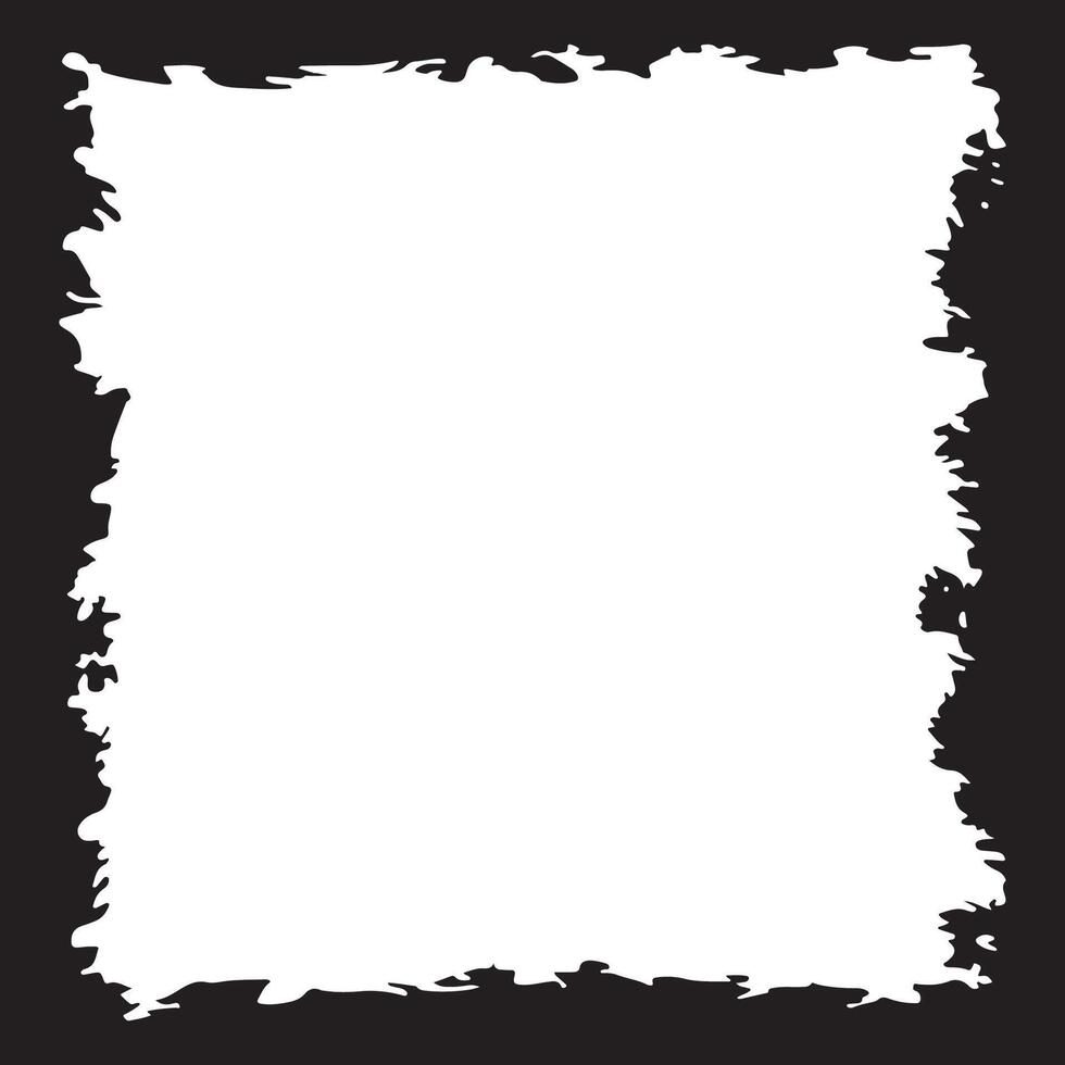 Square Black Rustic Rough Torn Paper Frame Background Vintage Retro Style with White Empty Space vector