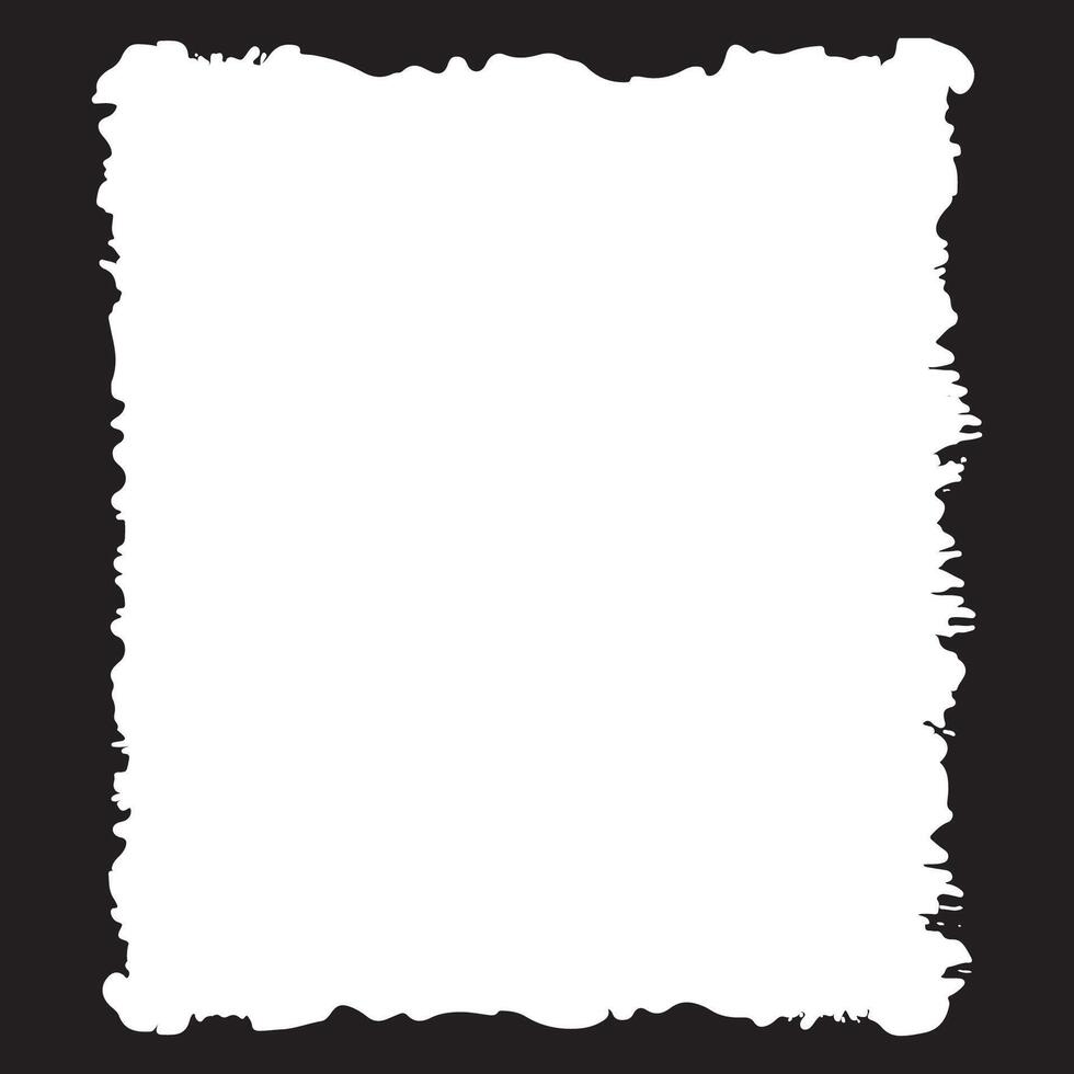 Simple Square Black Rustic Rough Torn Paper Frame Background Vintage Retro Style with White Copy Space vector