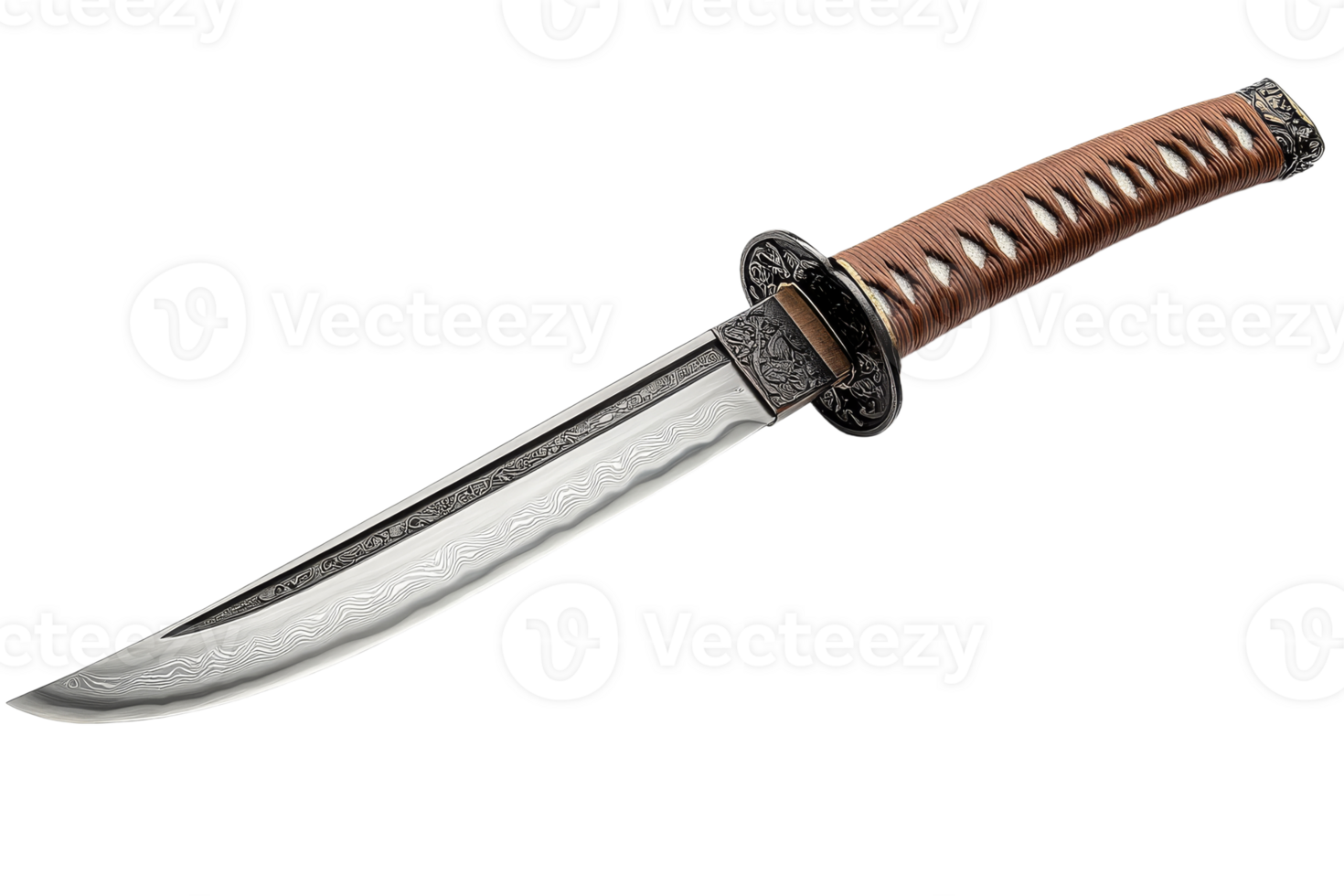Elegant knife with ornate handle and blade design png