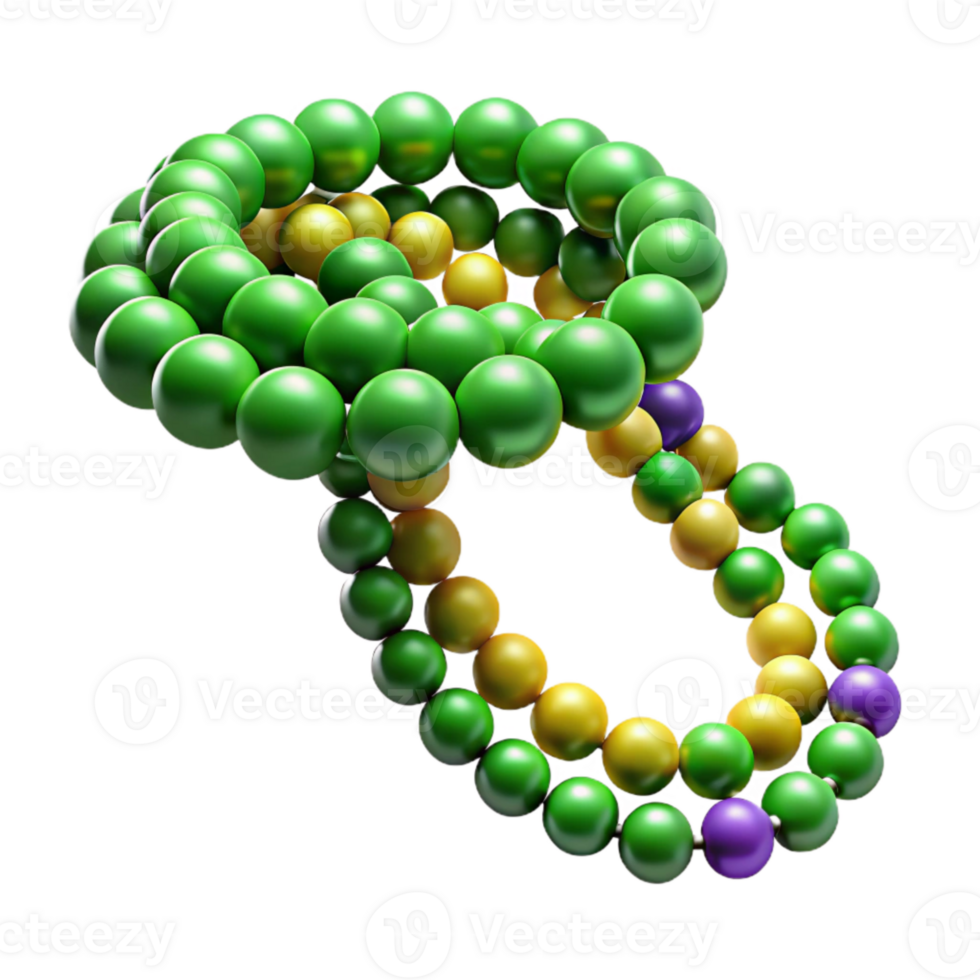 extraordinary abstract Mardi Gras Beads Beaded Green Transparent Background detailed png