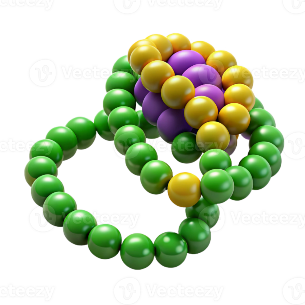 magnificent vintage Mardi Gras Beads Beaded Green Transparent Background authentic png