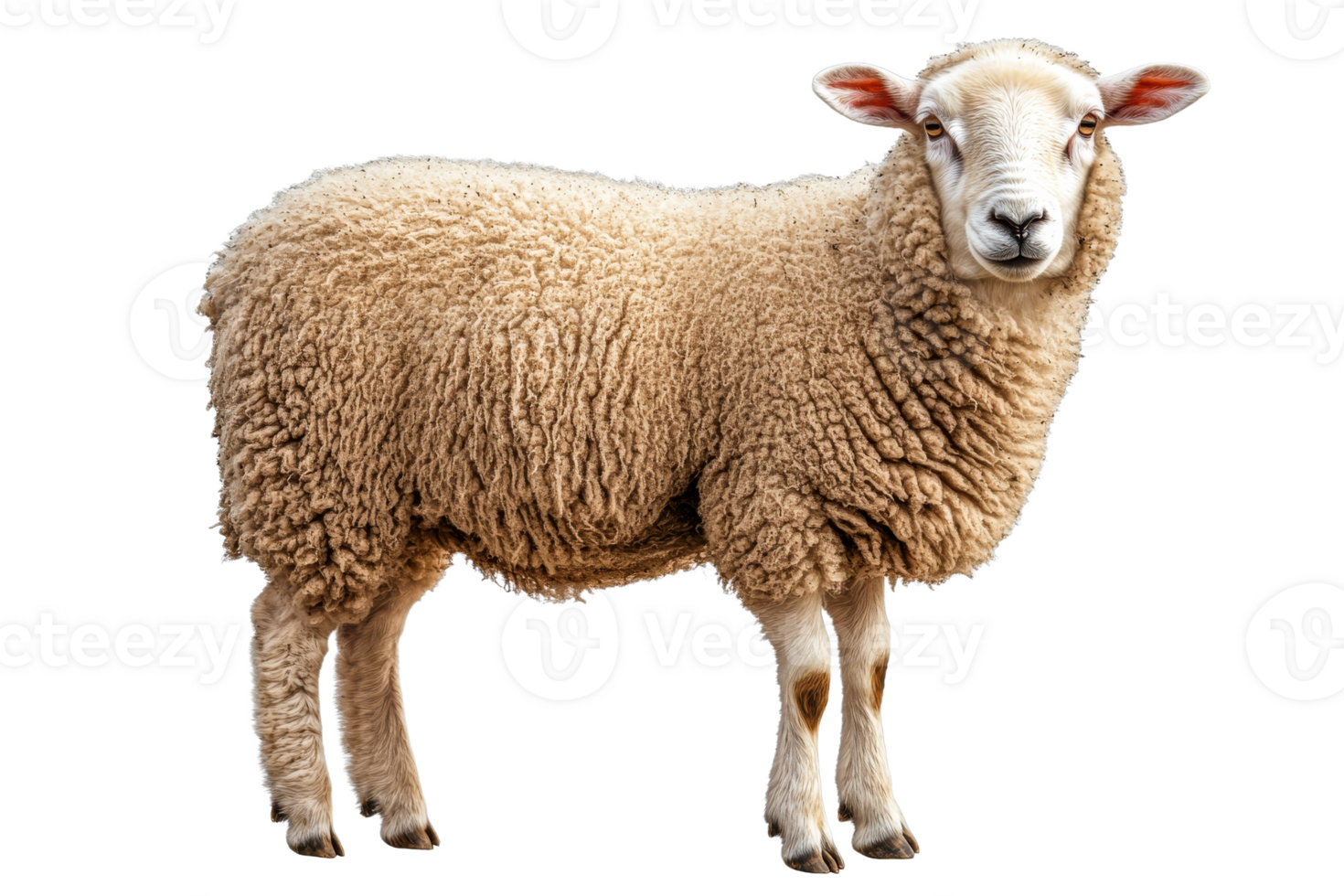 Wooly sheep standing on a transparent background png