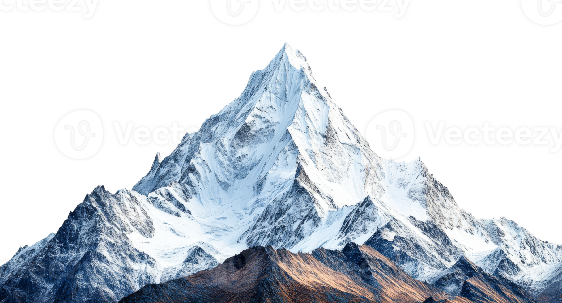 Majestic mountain peak covered in snow with clear sky png