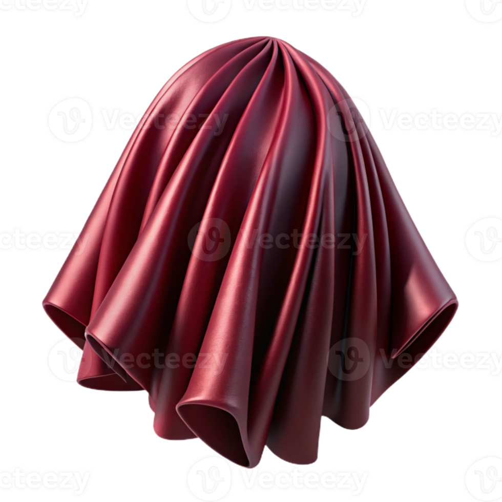 dramatic traditional Maroon Velvet Drapery Fold Isolated Element png