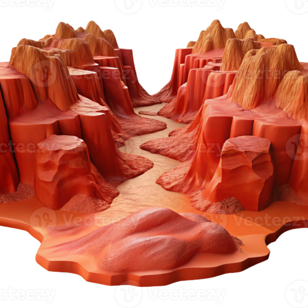 stunning traditional Mars Canyon Landscape Isolated with Red Cliffs premium png