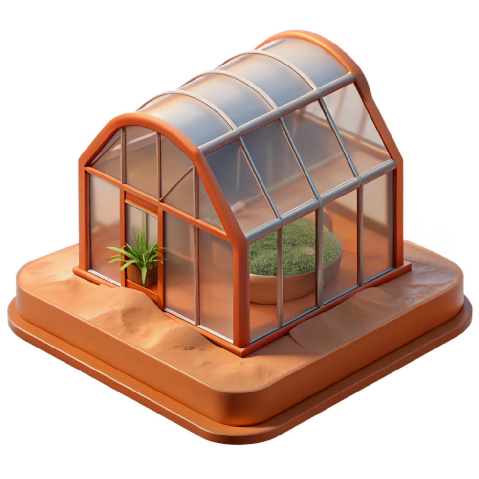 stunning vintage Mars Surface Greenhouse Reddish Tint Cutout png