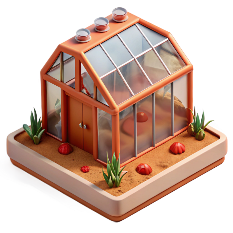 wonderful minimalist Martian Greenhouse Cutout with Red Soil premium png
