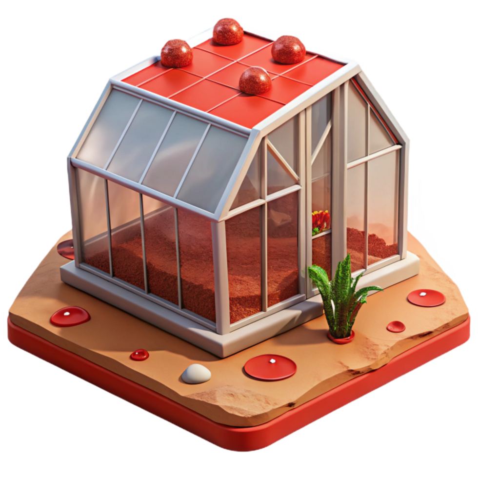 serene artistic Martian Greenhouse Cutout with Red Soil genuine png