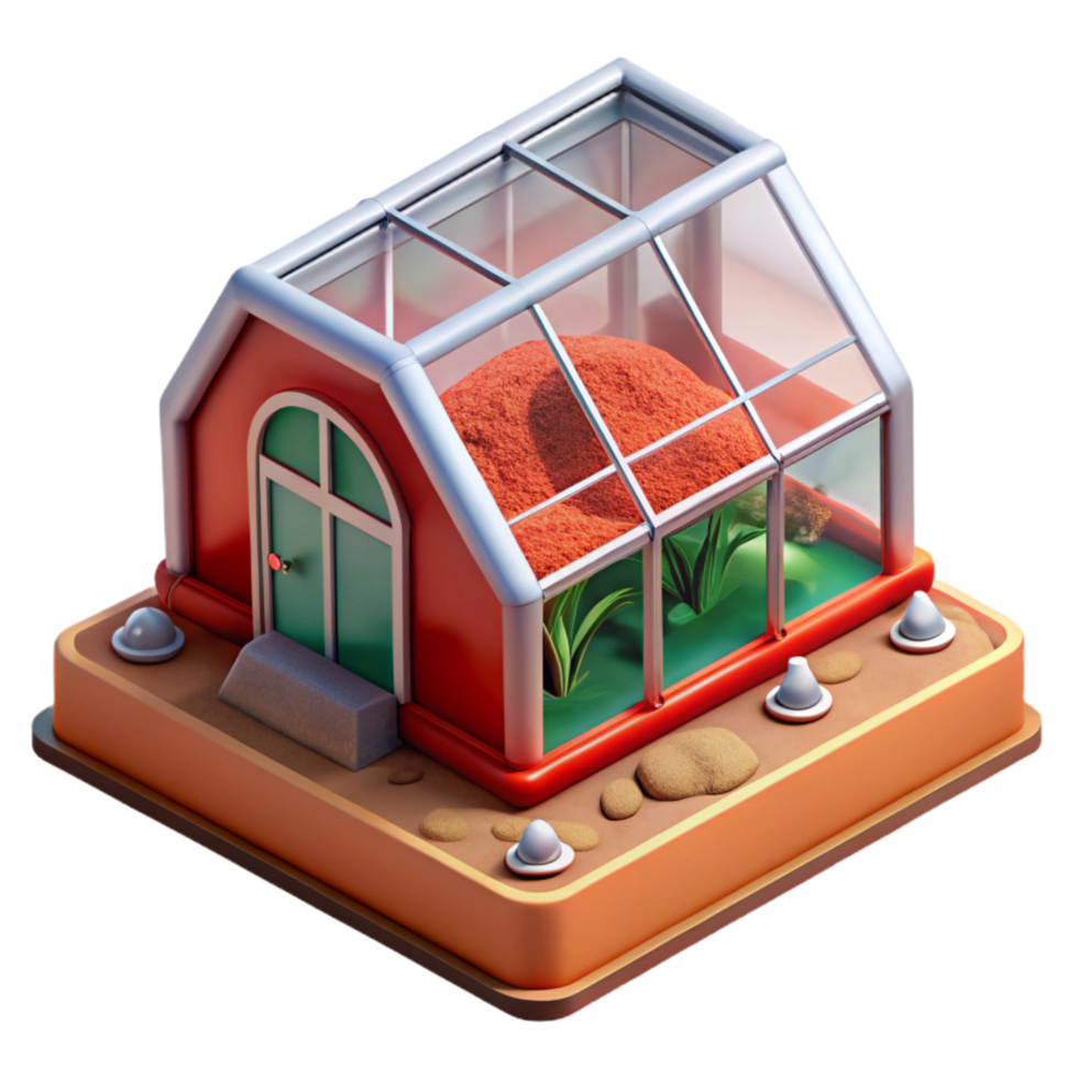 wonderful rustic Martian Greenhouse Red Soil Cutout original png