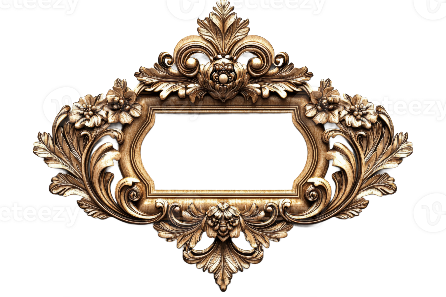 Ornate vintage frame with intricate floral design png