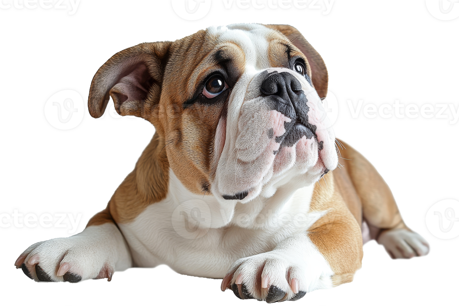 Bulldog resting peacefully on a transparent background png