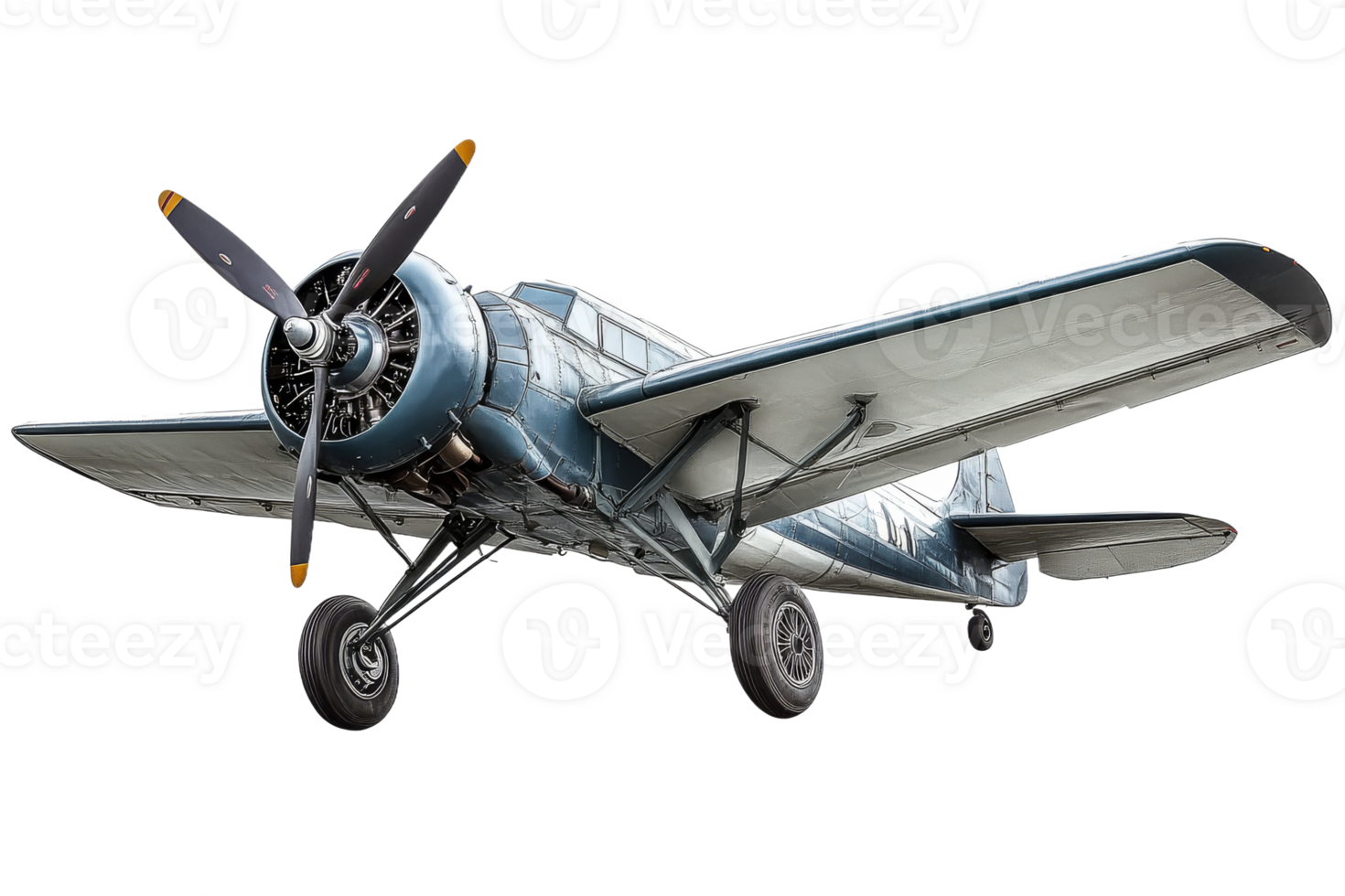 Vintage aircraft with propeller in clear view png