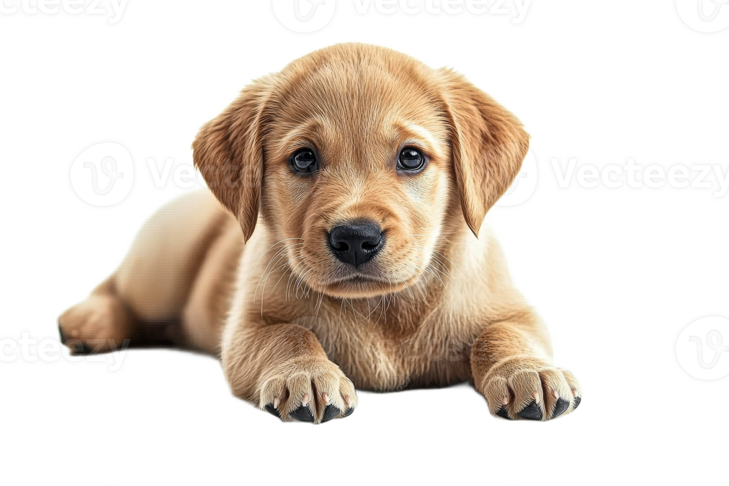 Cute puppy with big eyes lying on a transparent background png