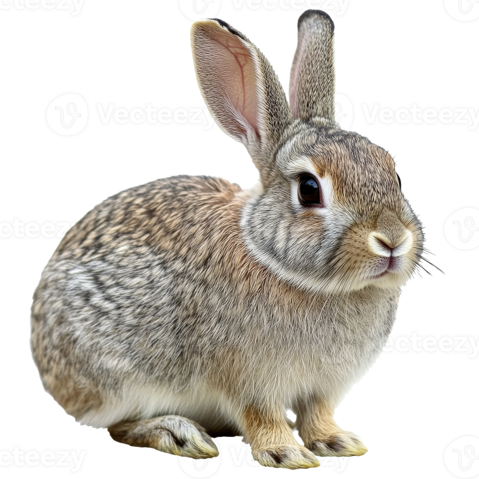 Cute rabbit sitting on a soft surface with a calm expression png