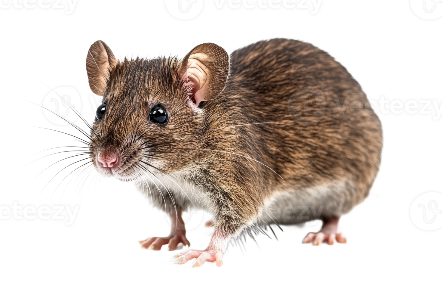 Cute brown mouse on transparent background png