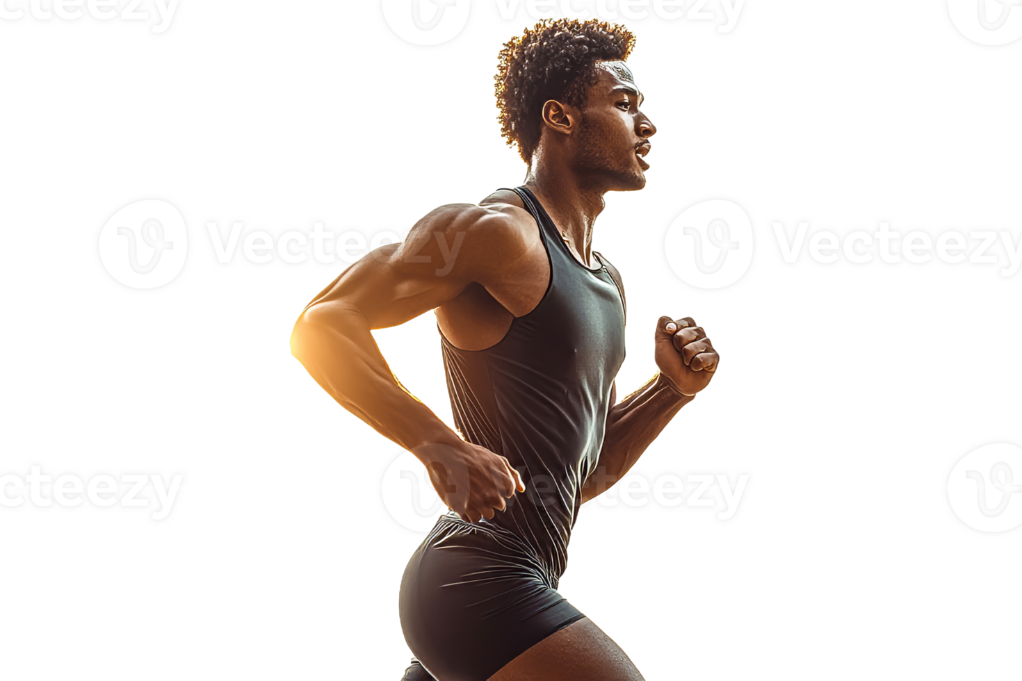 Runner in motion during a sunset training session png