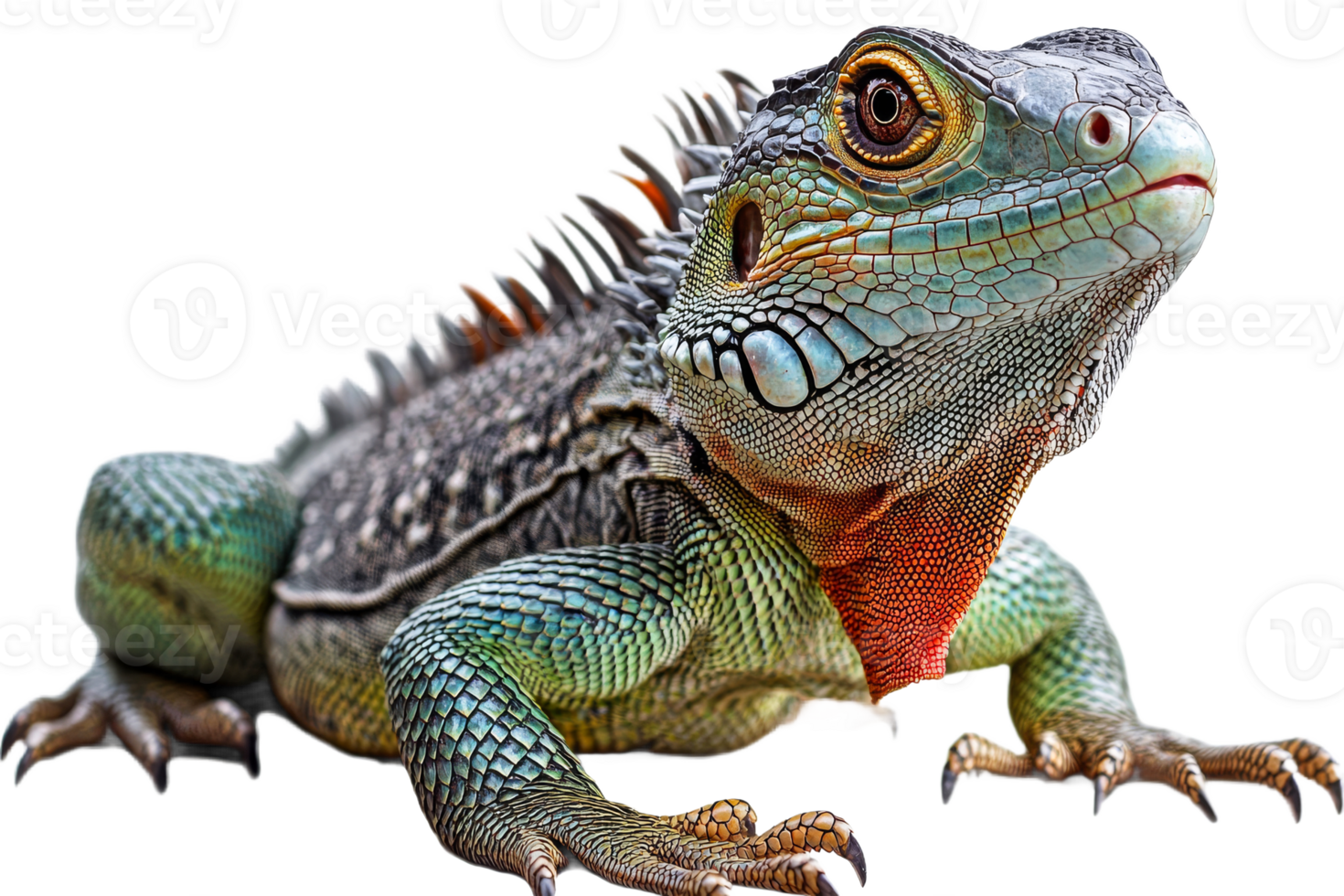 Lizard resting on transparent background with vibrant colors png