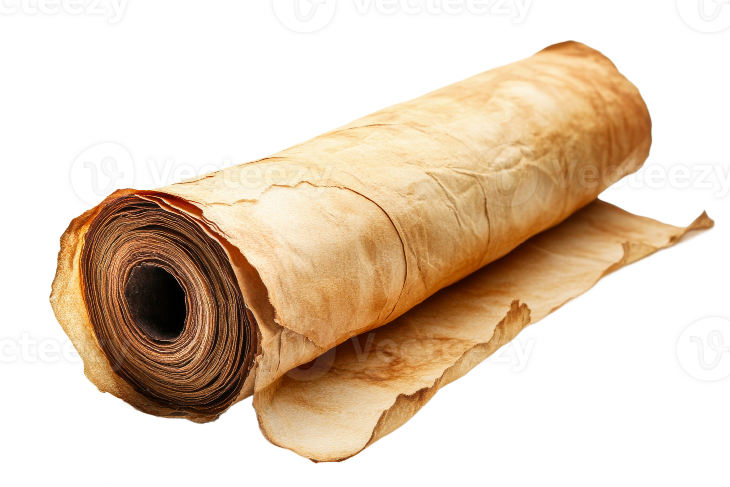 Ancient parchment scroll on a transparent background png