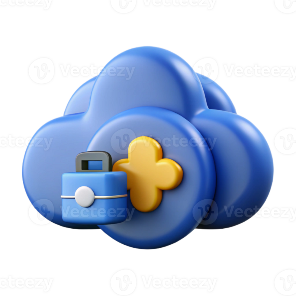 elegant rustic Medical Data Cloud Storage Icon Blue Transparent premium png
