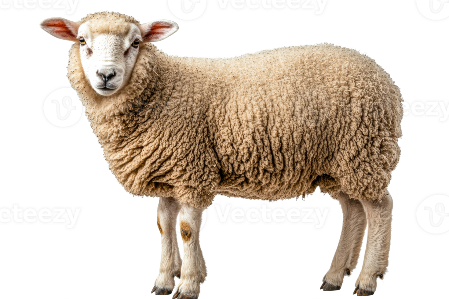 Fluffy sheep standing on a transparent background png