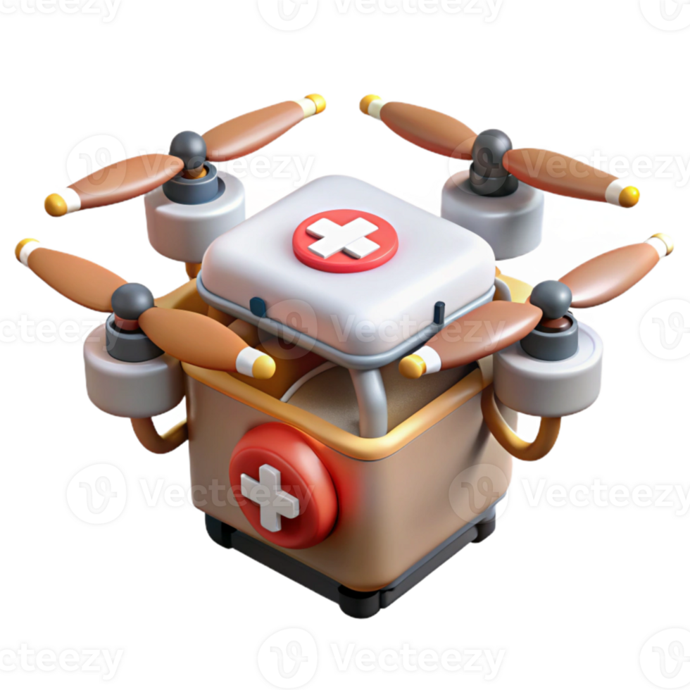 extraordinary artistic Medical Drone Delivery Top View Isolated high quality png