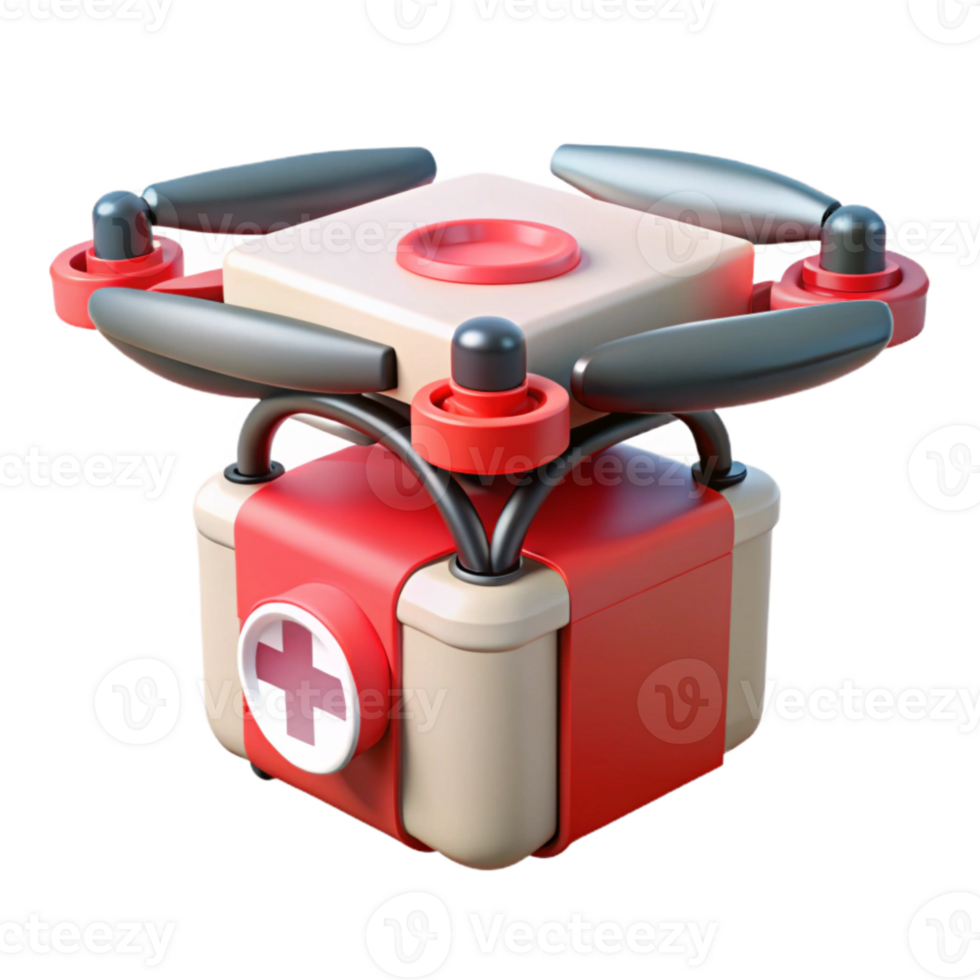 magnificent modern Medical Drone Delivery Box Red Cross Isolated exclusive png