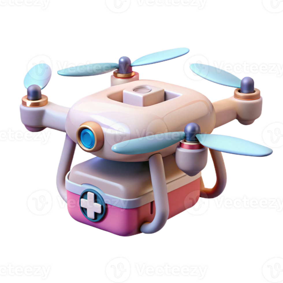beautiful contemporary Medical Drone Delivery White Background Transparent detailed png