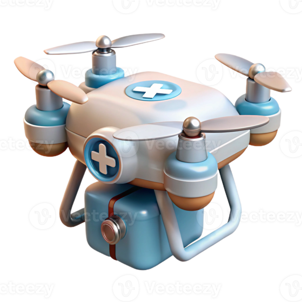 serene abstract Medical Drone Delivery White Background Transparent premium png