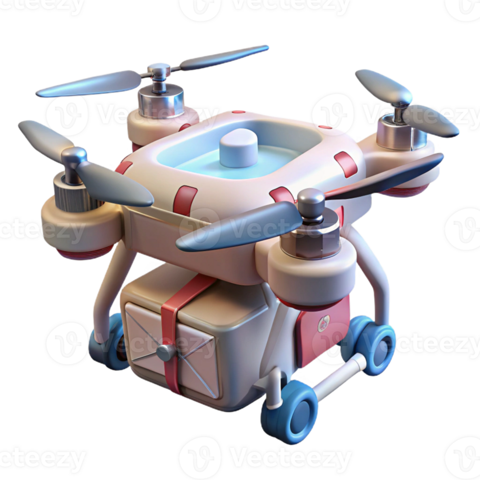 elegant vintage Medical Drone Delivery White Background Transparent high resolution png
