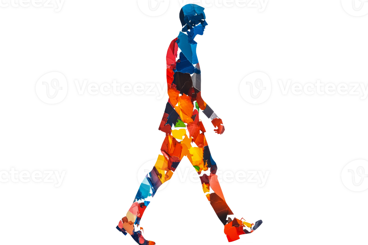 Colorful silhouette of a businessman walking in a city png