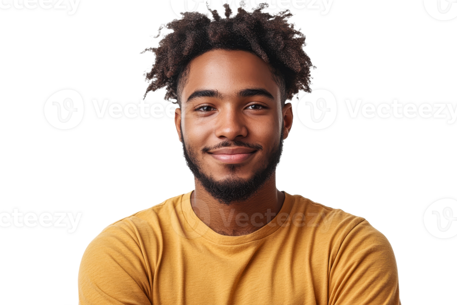 Young man smiling with curly hair on transparent background png