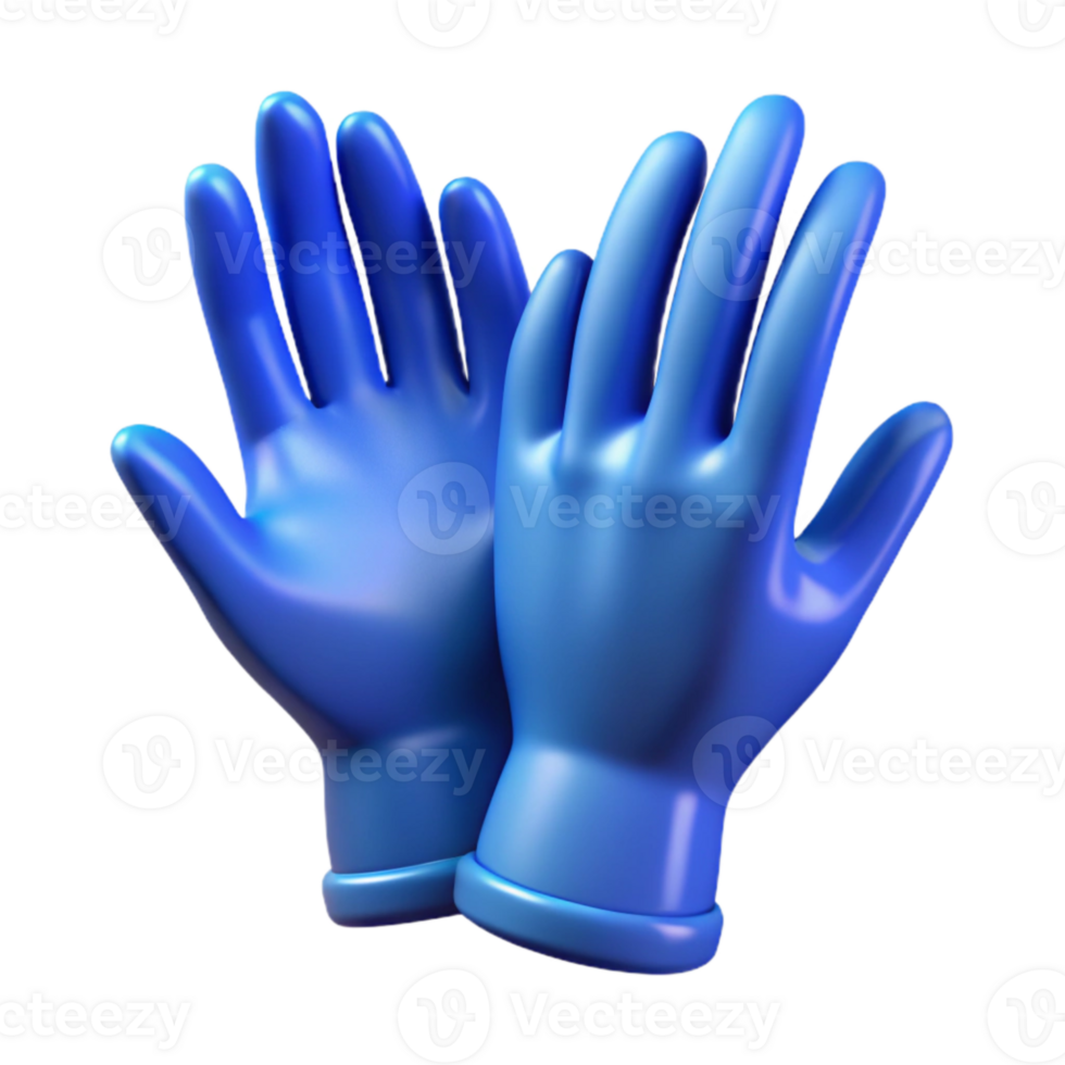 vibrant abstract Medical Gloves Pair Blue Transparent Background high quality png