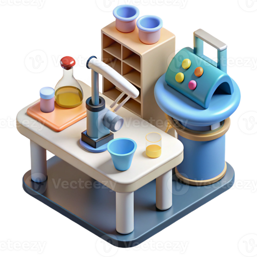 dramatic abstract Medical Laboratory Equipment Set Top View Cutout authentic png