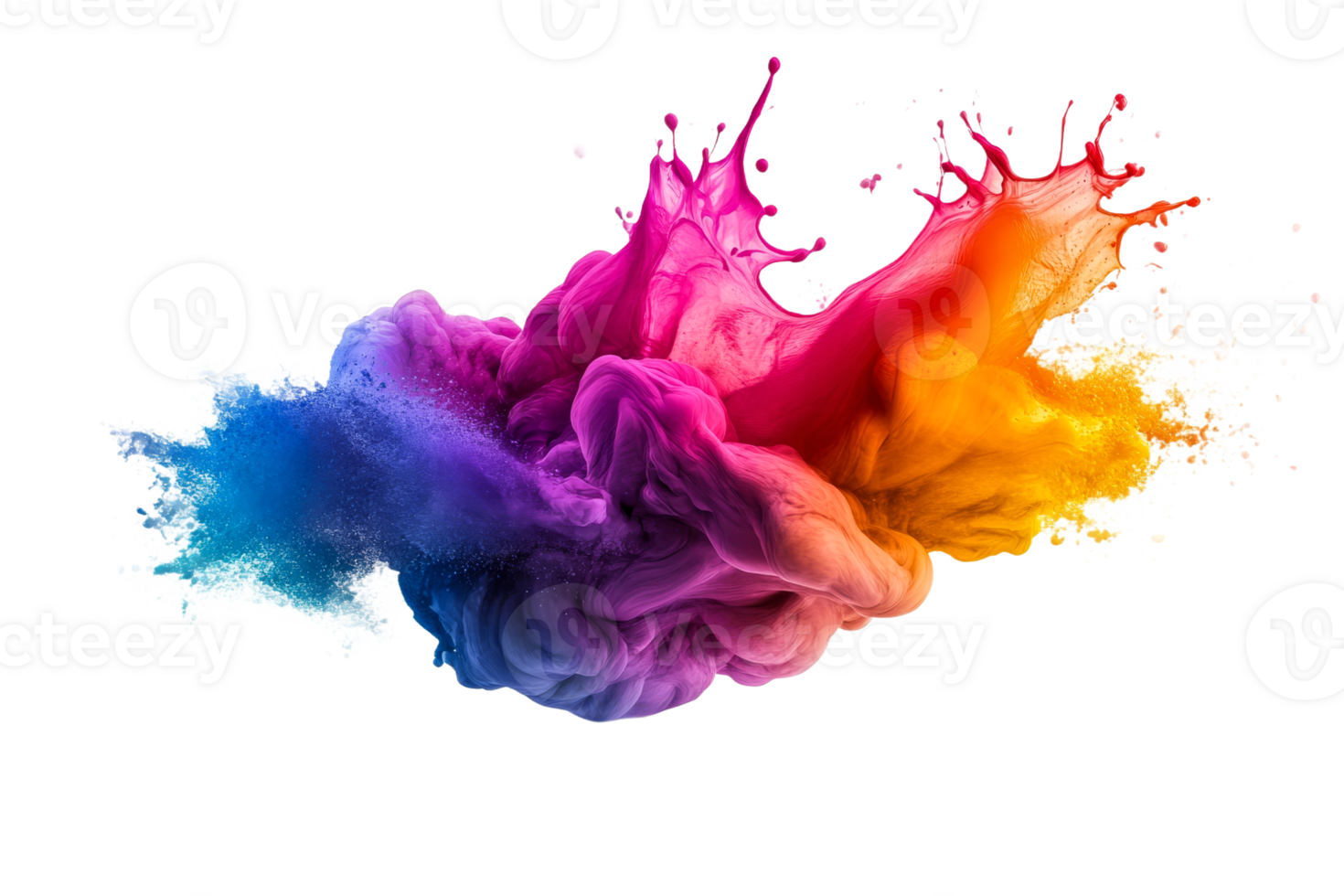 Vibrant colorful splash created with fluid motion effects png