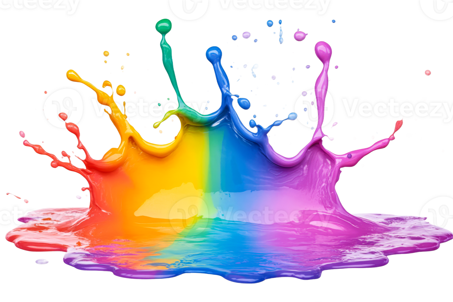 Colorful paint splash with vibrant rainbow effect png