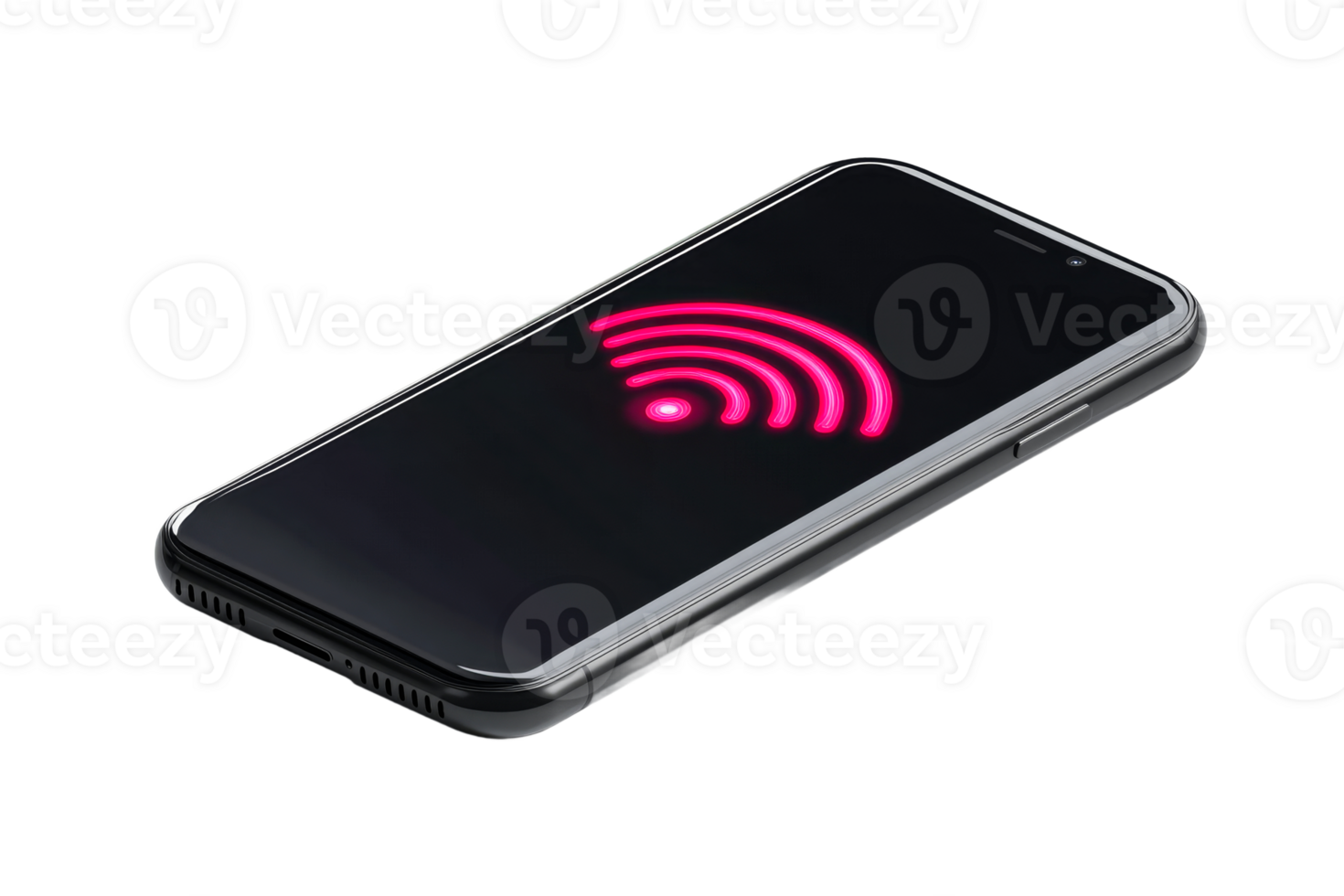 Mobile device displaying wireless signal symbol png