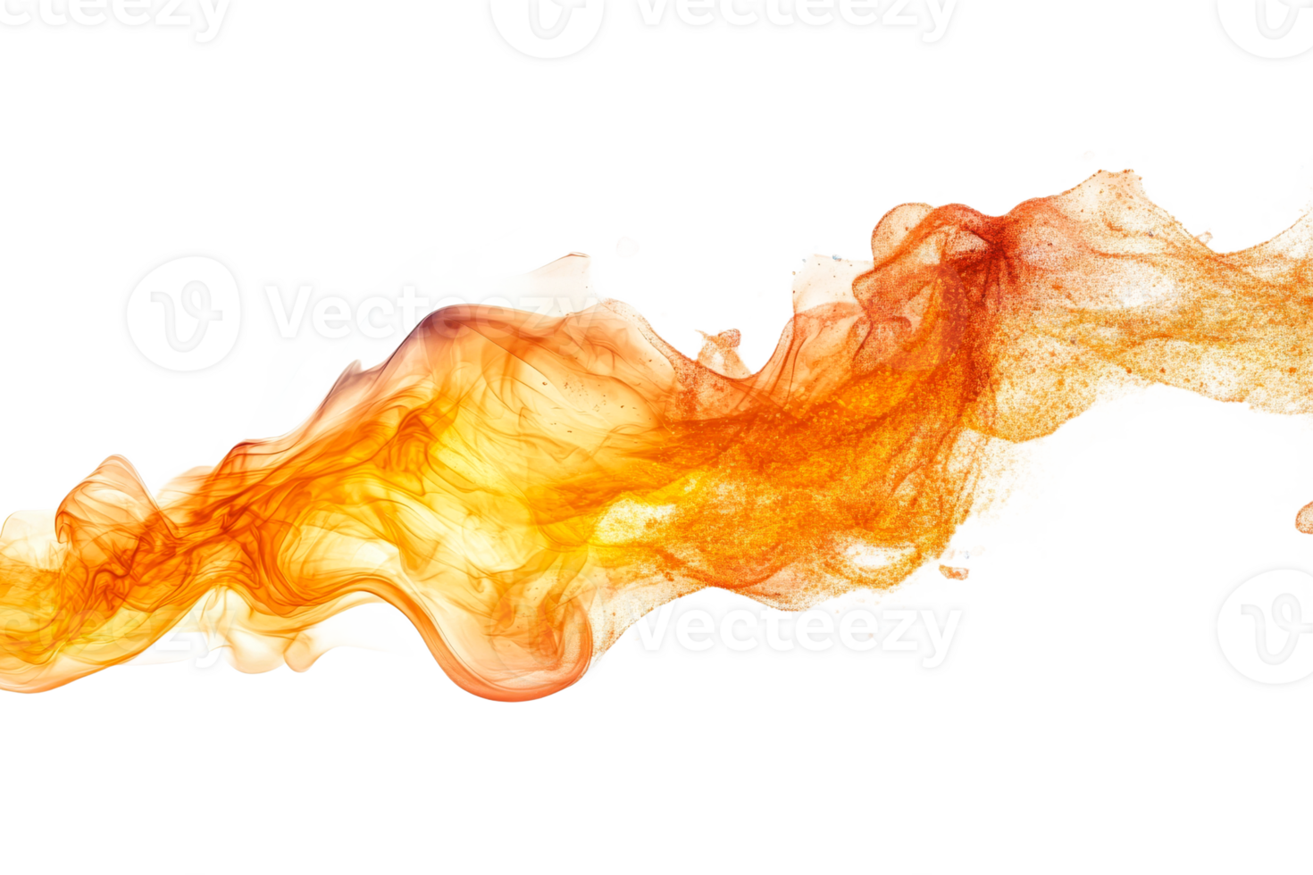 Flowing orange abstract smoke with transparency effect png