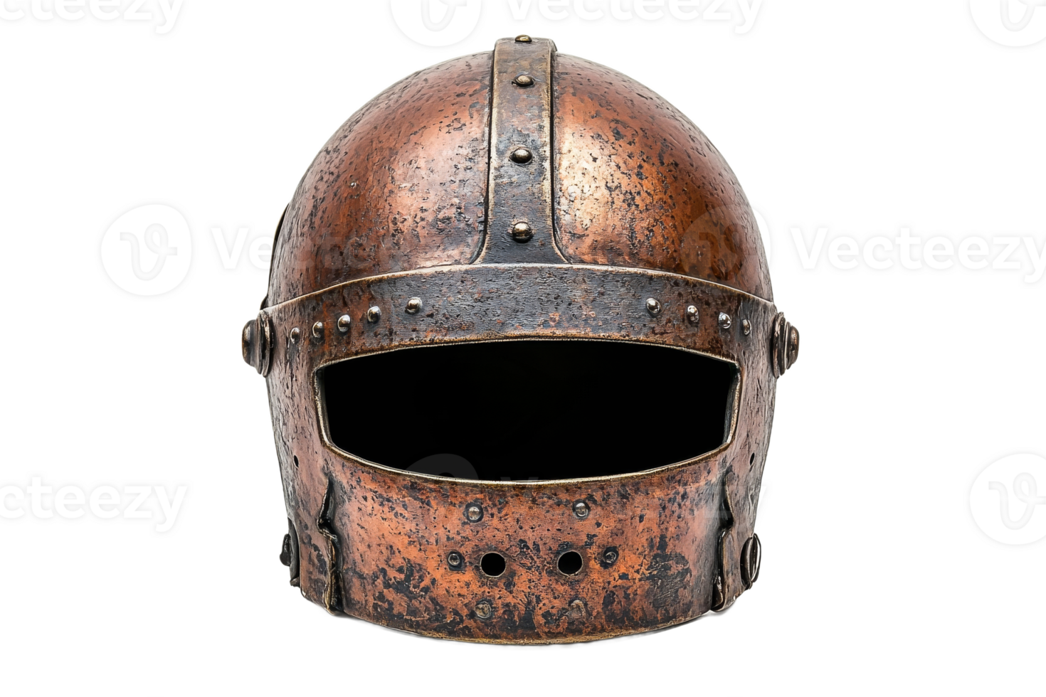 Historical copper helmet from medieval times png