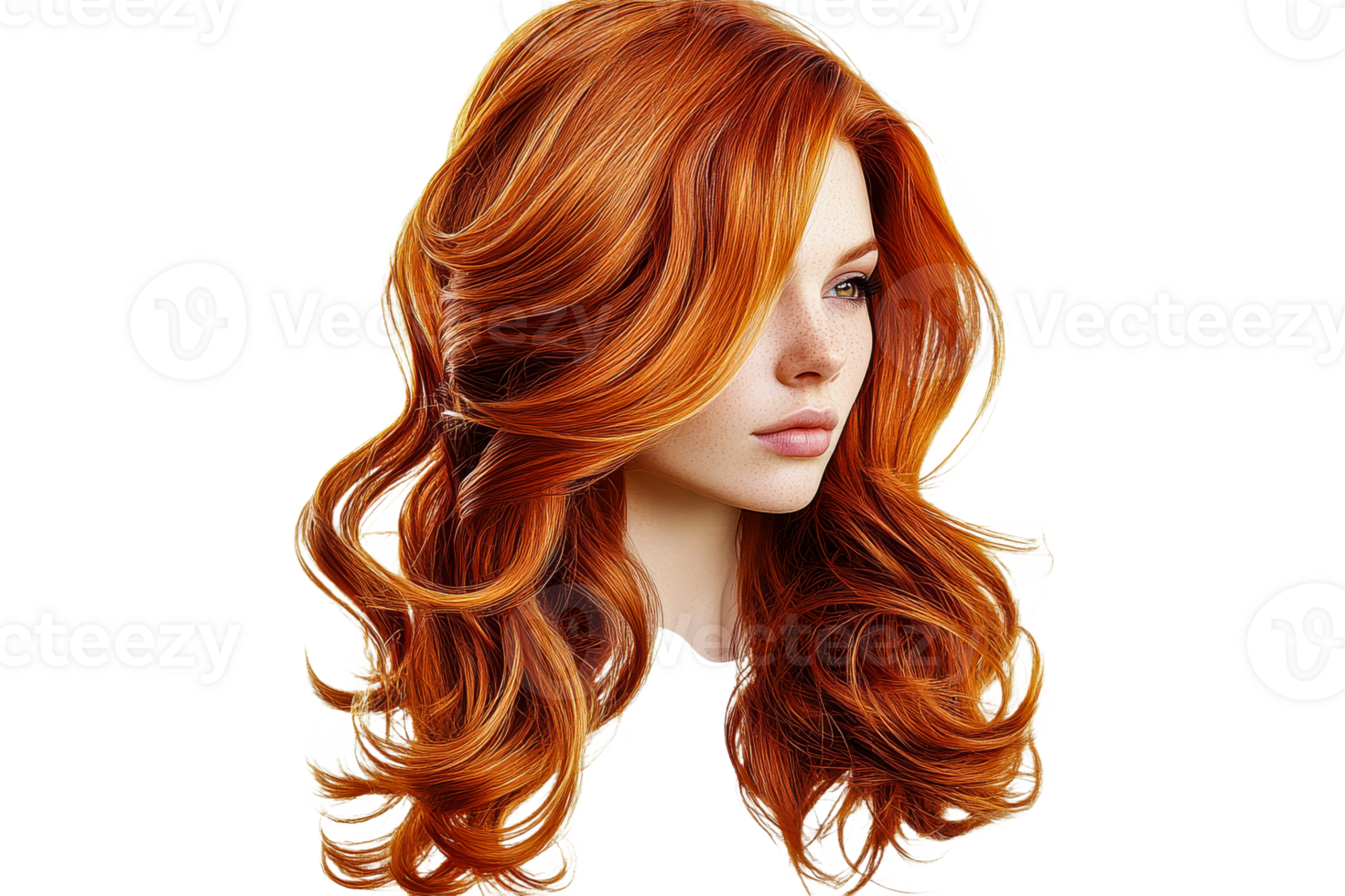 Auburn haired woman on transparent background png