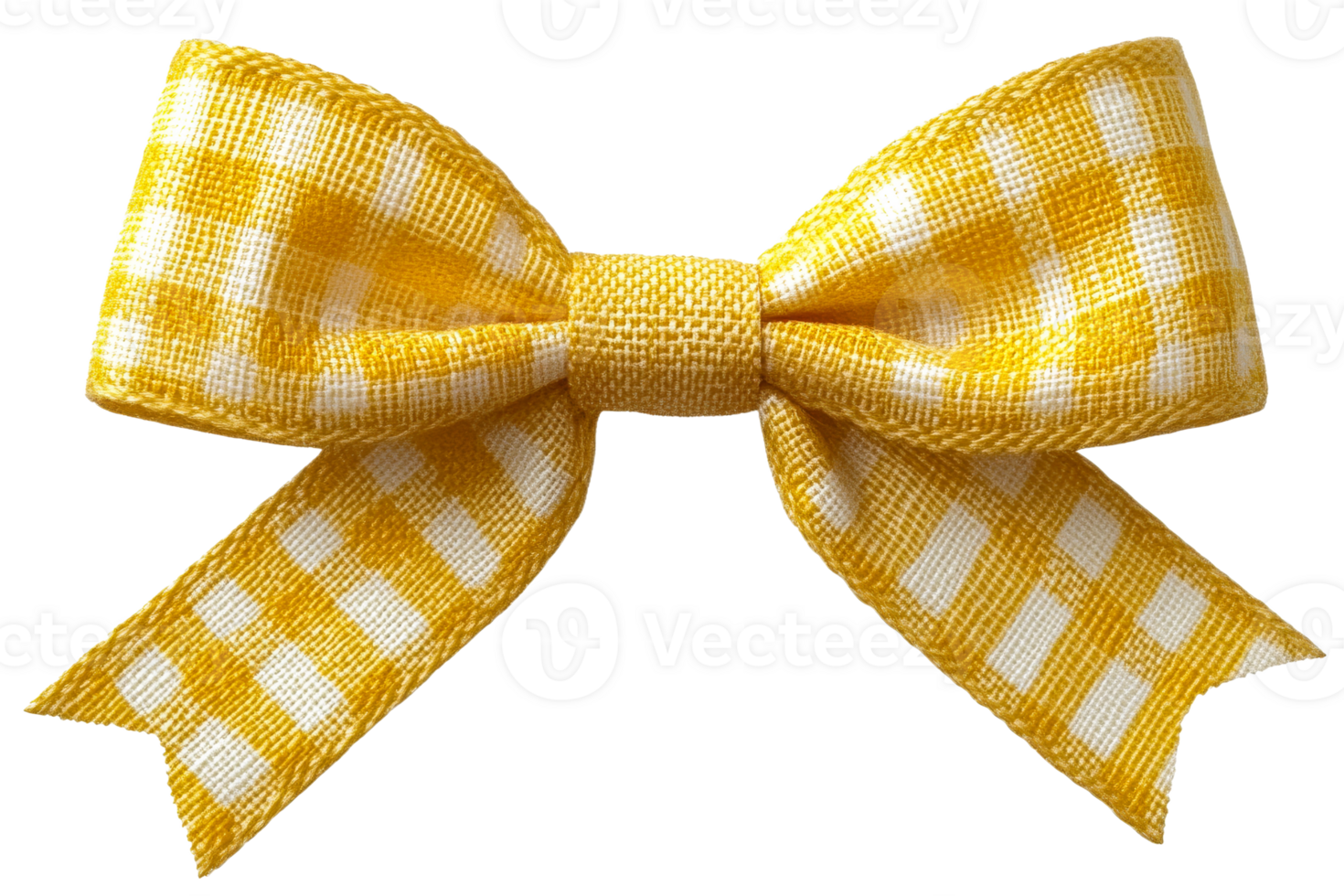 Yellow gingham bow with a transparent background design png