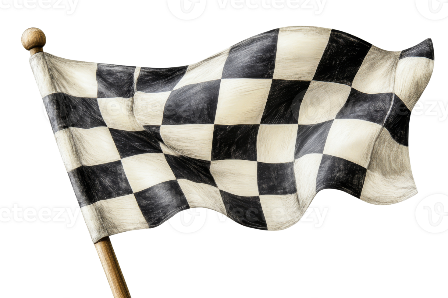 Black and white checkered flag waving at a race png