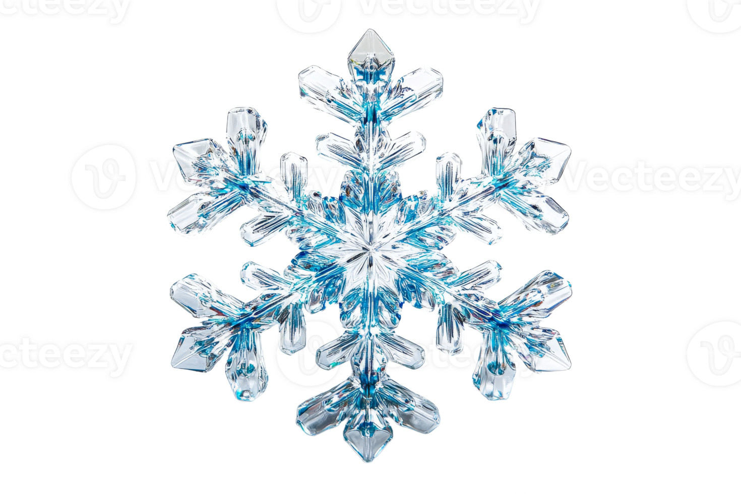 Decorative crystal snowflake with blue accents png