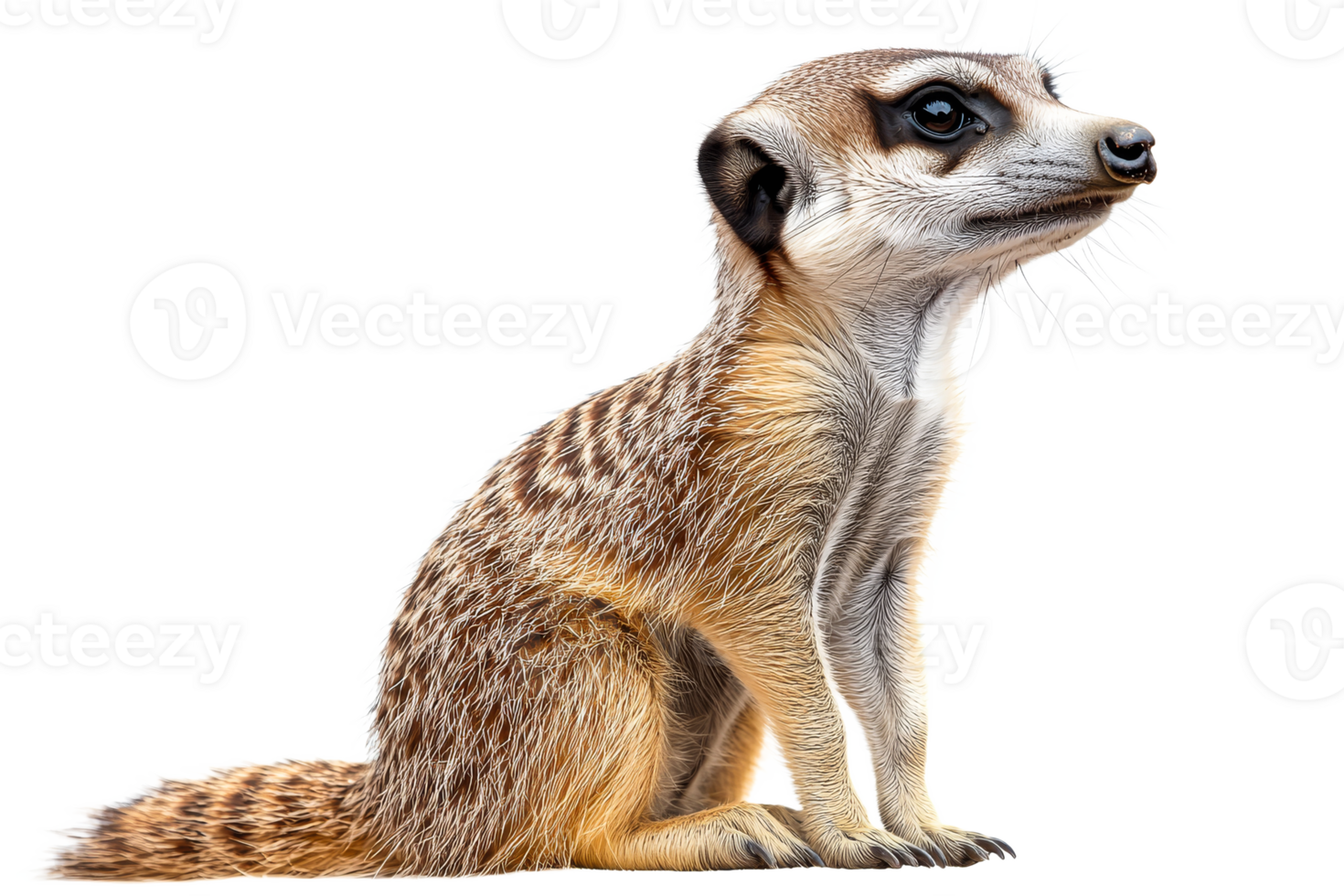 Meerkat sitting attentively against a transparent background png