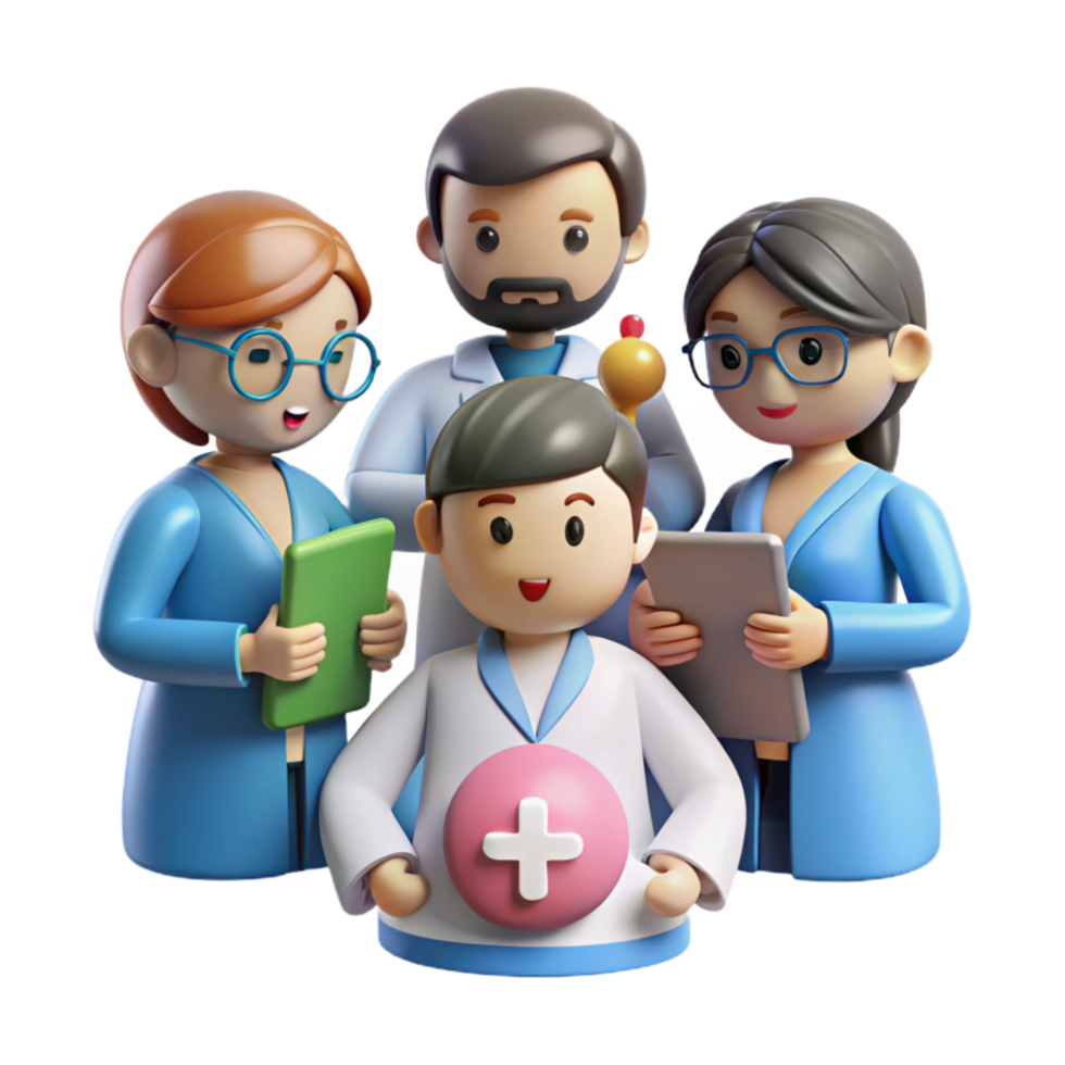 extraordinary minimalist Medical Team Brainstorming Solutions Isolated high resolution png