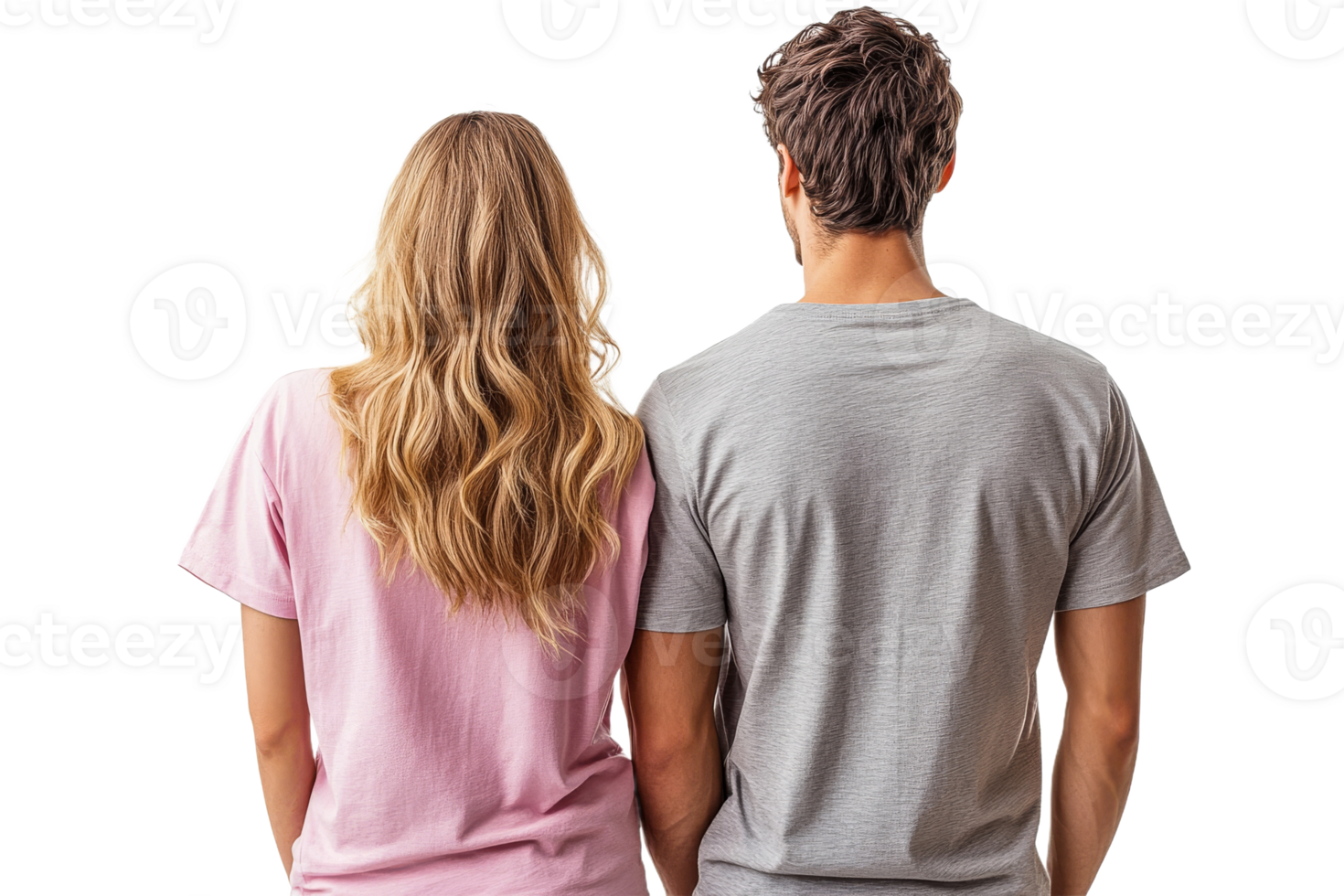 Couple standing together showcasing casual fashion png