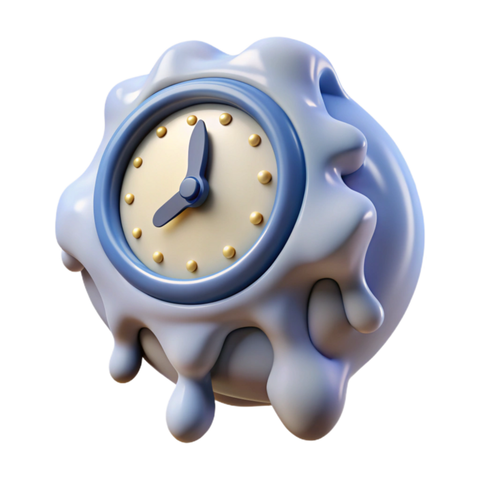 impressive minimalist Melting Clock Soft Texture Transparent Background premium png