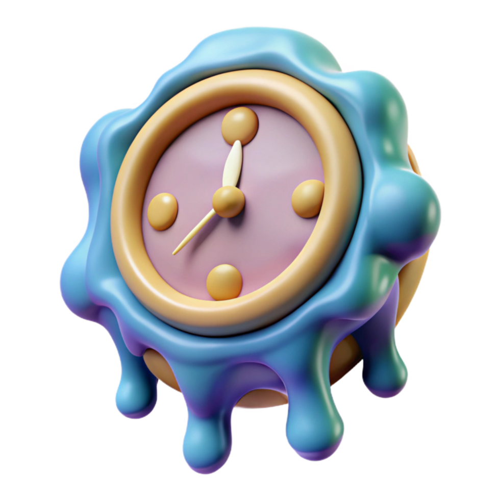 elegant abstract Melting Clock Surreal Art Style Isolated premium png