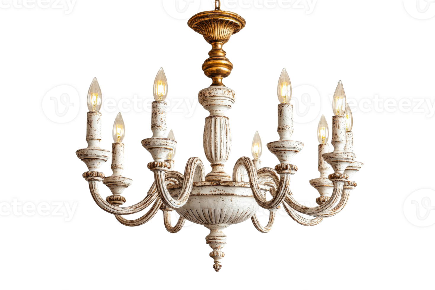 Elegant vintage chandelier with candle style lights png