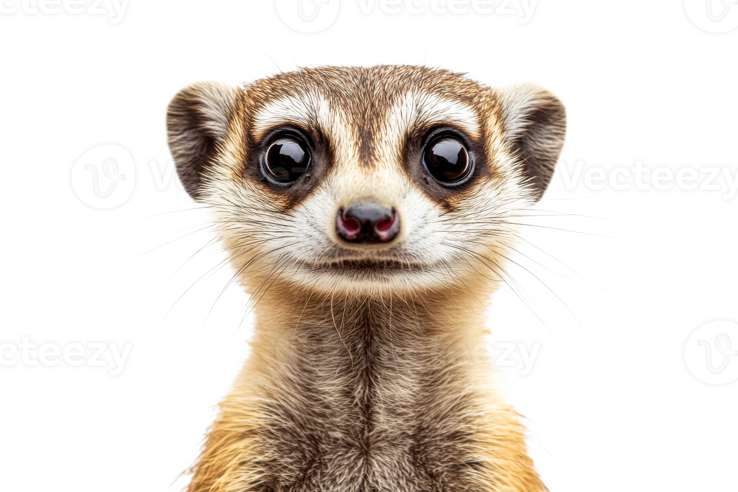 Curious meerkat with big eyes on a transparent background png